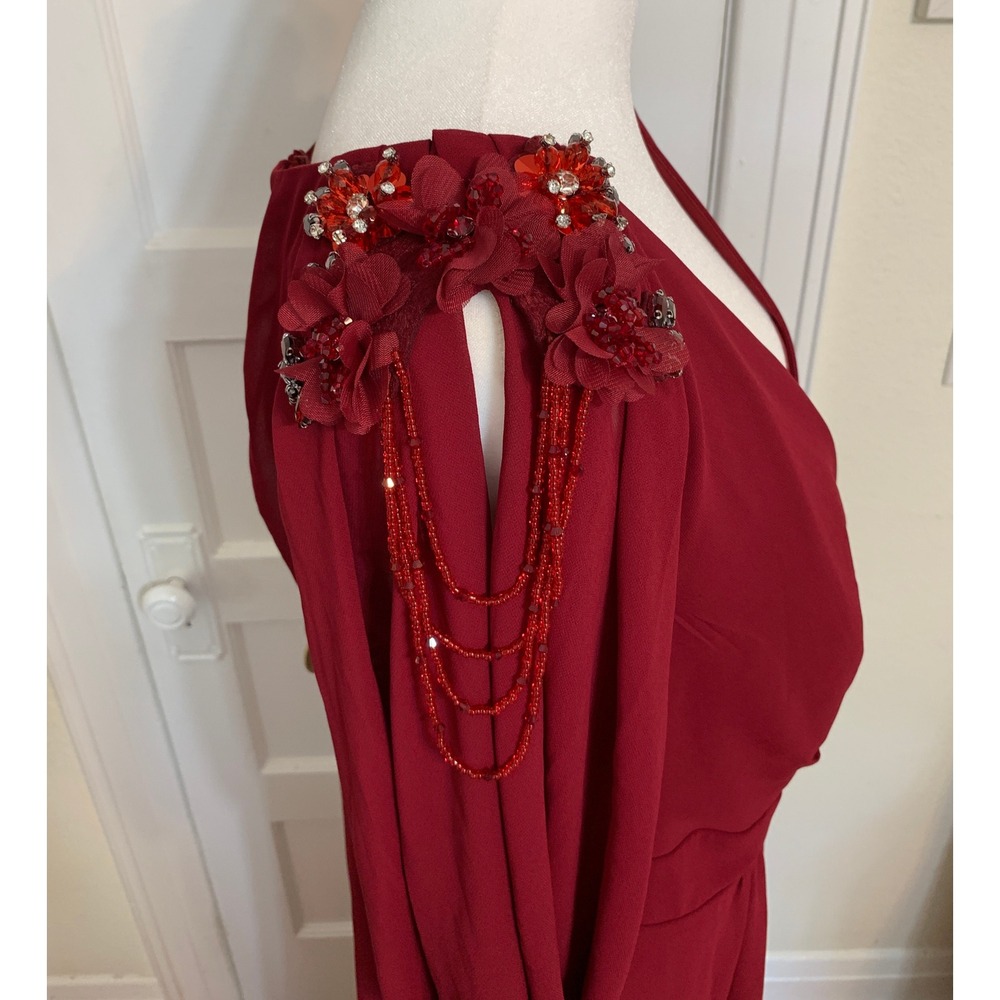 Ever Pretty Merlot A-Line Flowy Floral Beaded Chiffon Formal Dress NWT / 22 - Picture 6 of 16